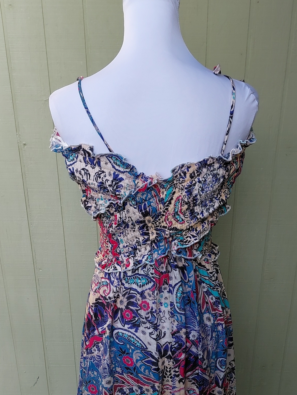 Anthropologie Smocked Multi-Color Gauze Criss-Cross Maxi Dress Sz S - Picture 8 of 15